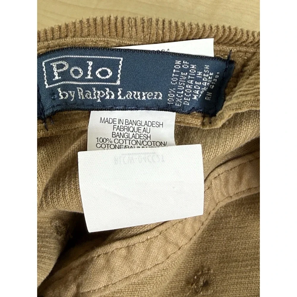 Vintage 90s Ralph Lauren Tan Brown Corduroy Strapback Hat One Size All Preppy